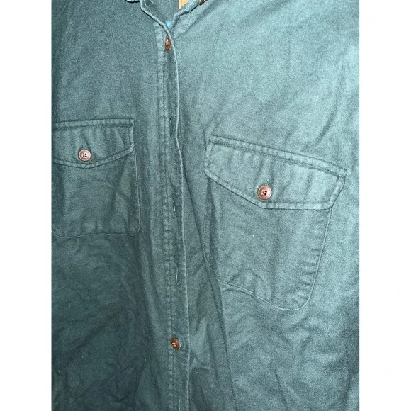 St Johns Bay Heavyweight Corduroy Shirt Green Mens Large Button Up - Picture 2 of 6